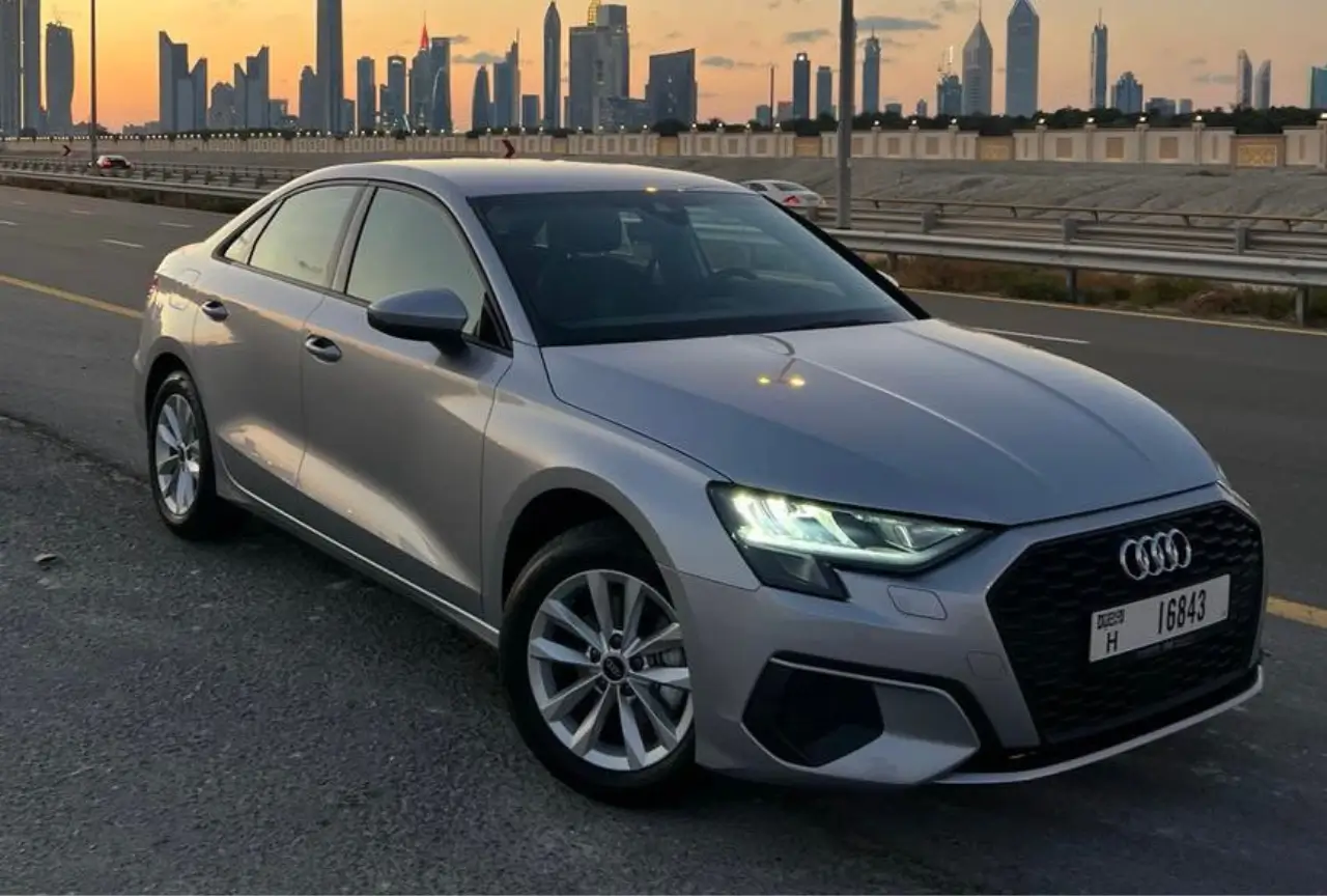 Silver Audi A3 2024 sedan available for rental in Dubai