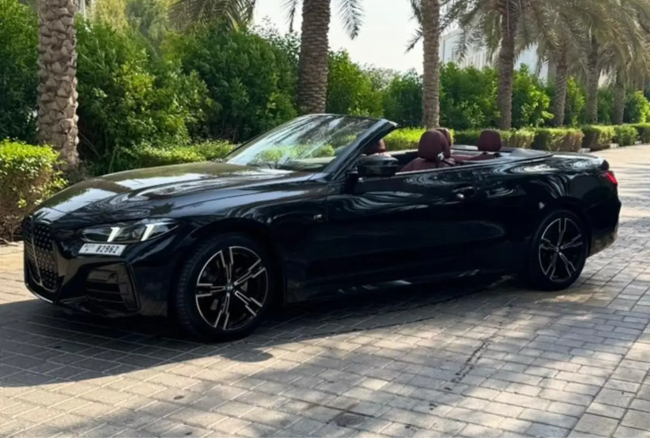 Black BMW 4 Series Convertible 2026 available for rental in Dubai