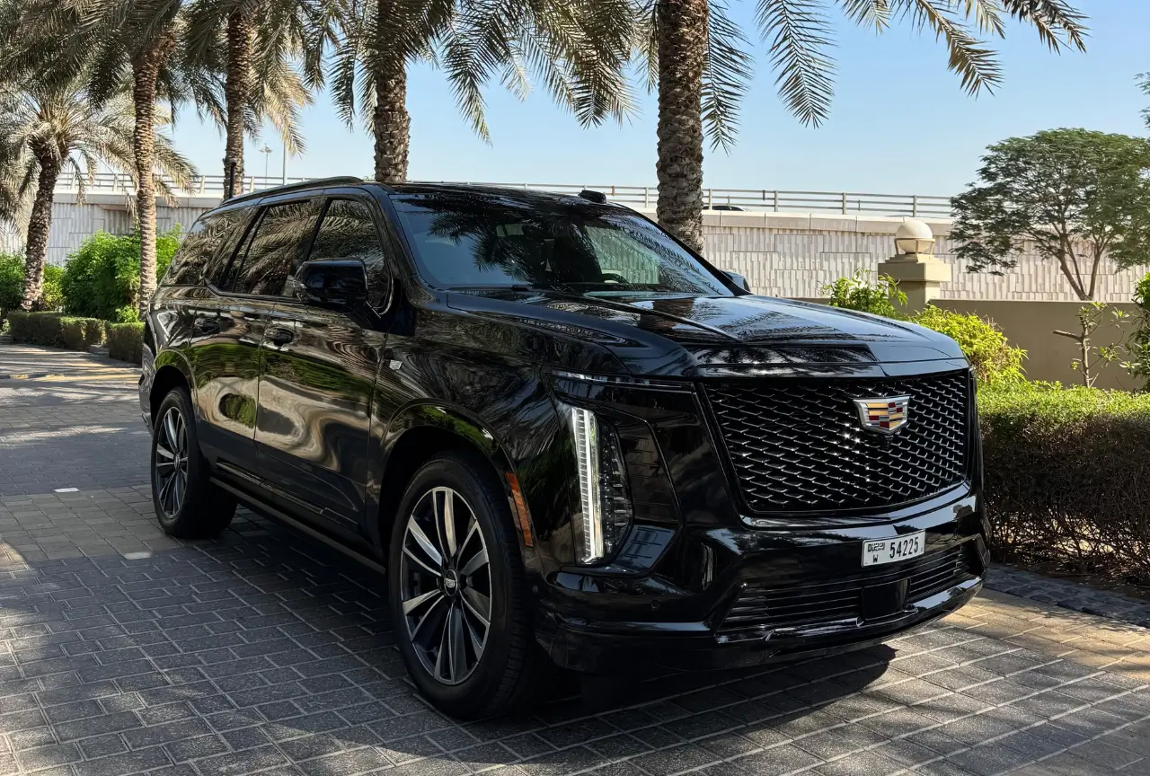 Black Cadillac Escalade luxury SUV exterior in Dubai