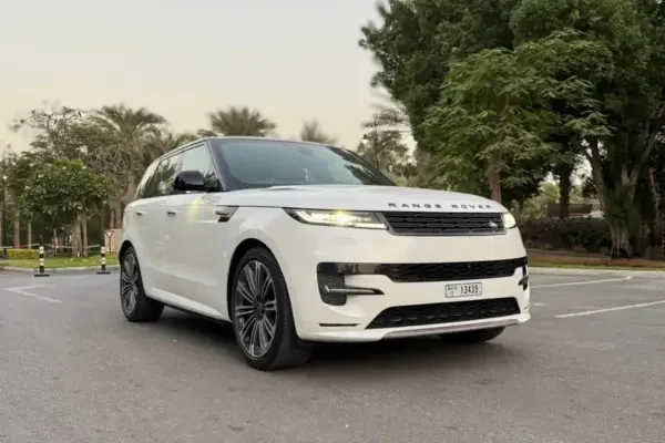 White Range Rover Sport parked on a Dubai road